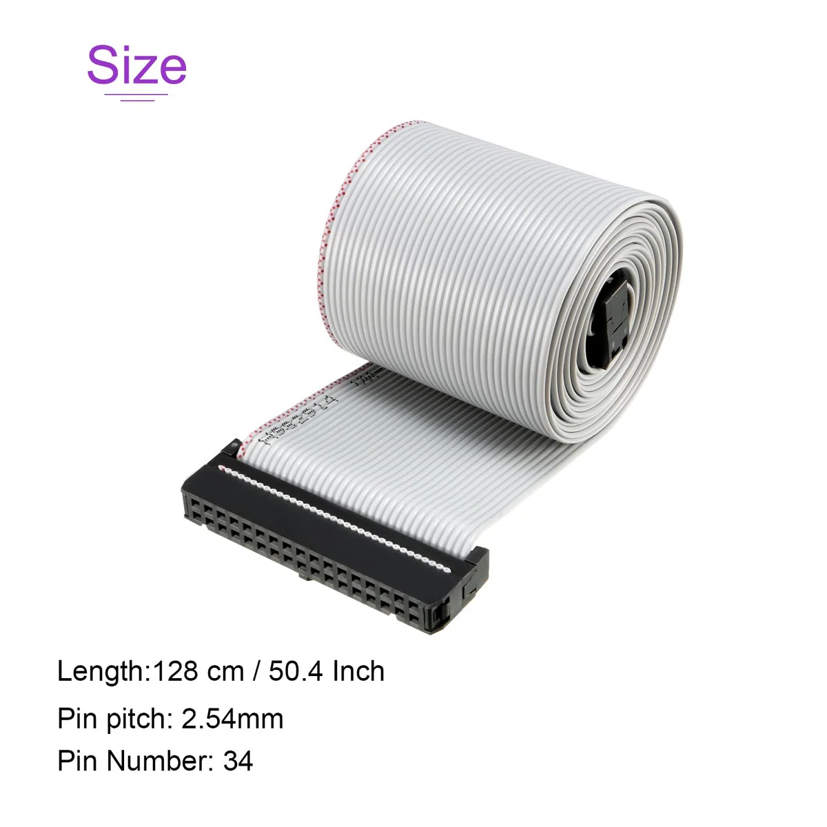 DMiotech 34 Pines Tipo-c Largo 128 Cm 2,54 mm IDC Gris Cable Plano Cinta Cable
