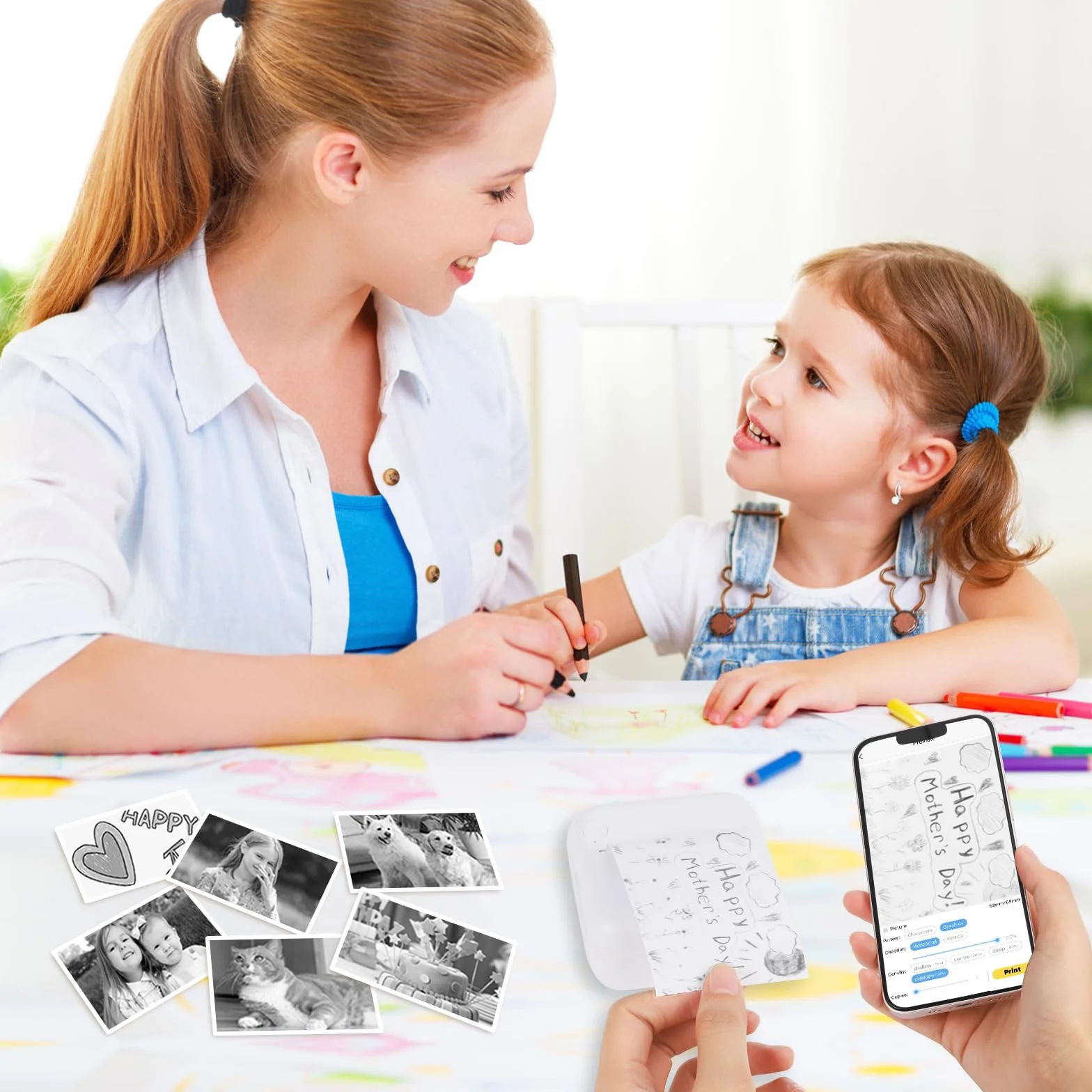 GuKKK Mini impresora, impresora fotográfica portátil, mini impresora fotográfica inalámbrica, impresora térmica para smartphone, impresora Bluetooth, para ayuda de aprendizaje, notas de aprendizaje