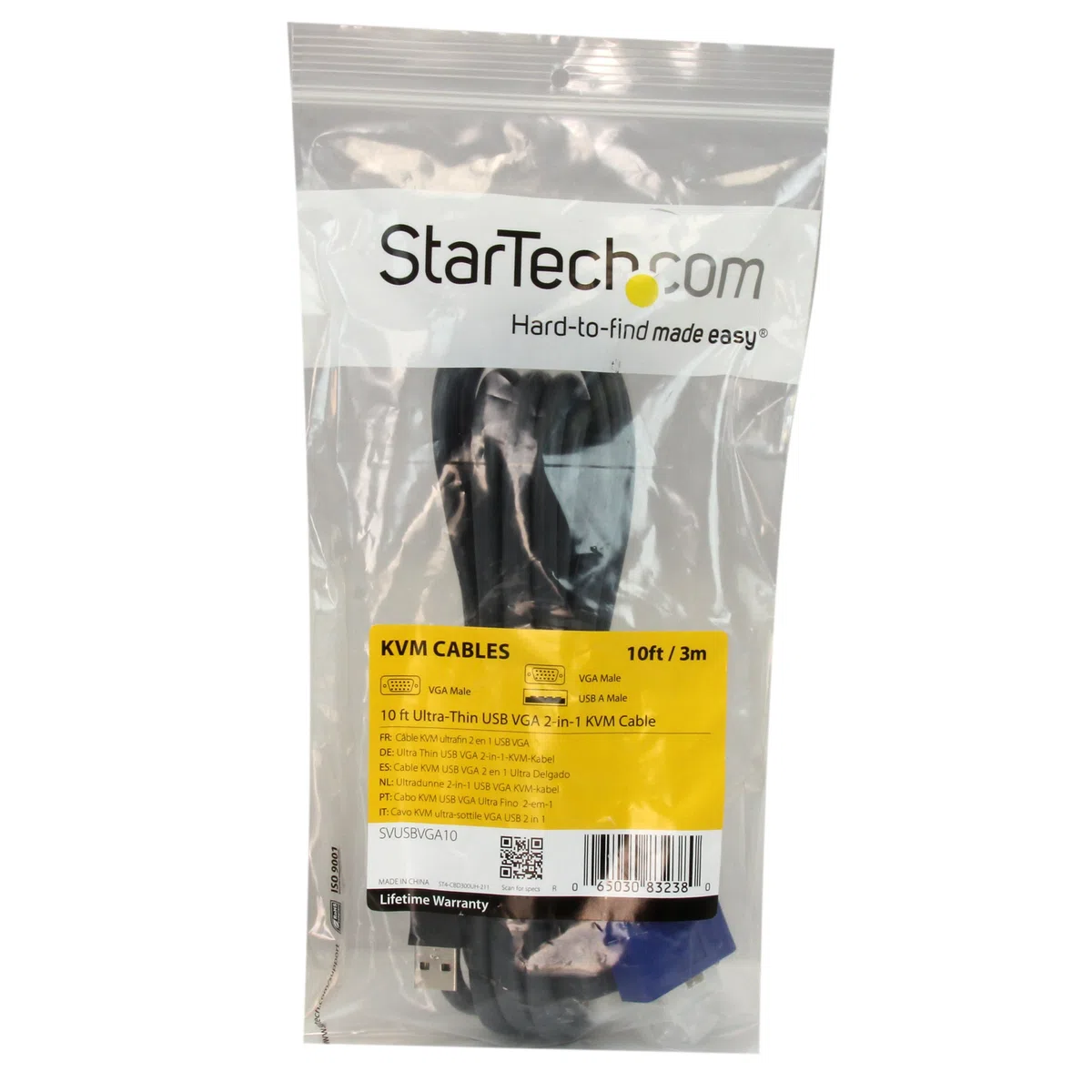 StarTech.com Cable KVM Ultra Thin Delgado de 3m VGA USB 2-en-1 para uso en Conmutador Switch KVM - 2x HD15 Macho - 1x USB A Macho