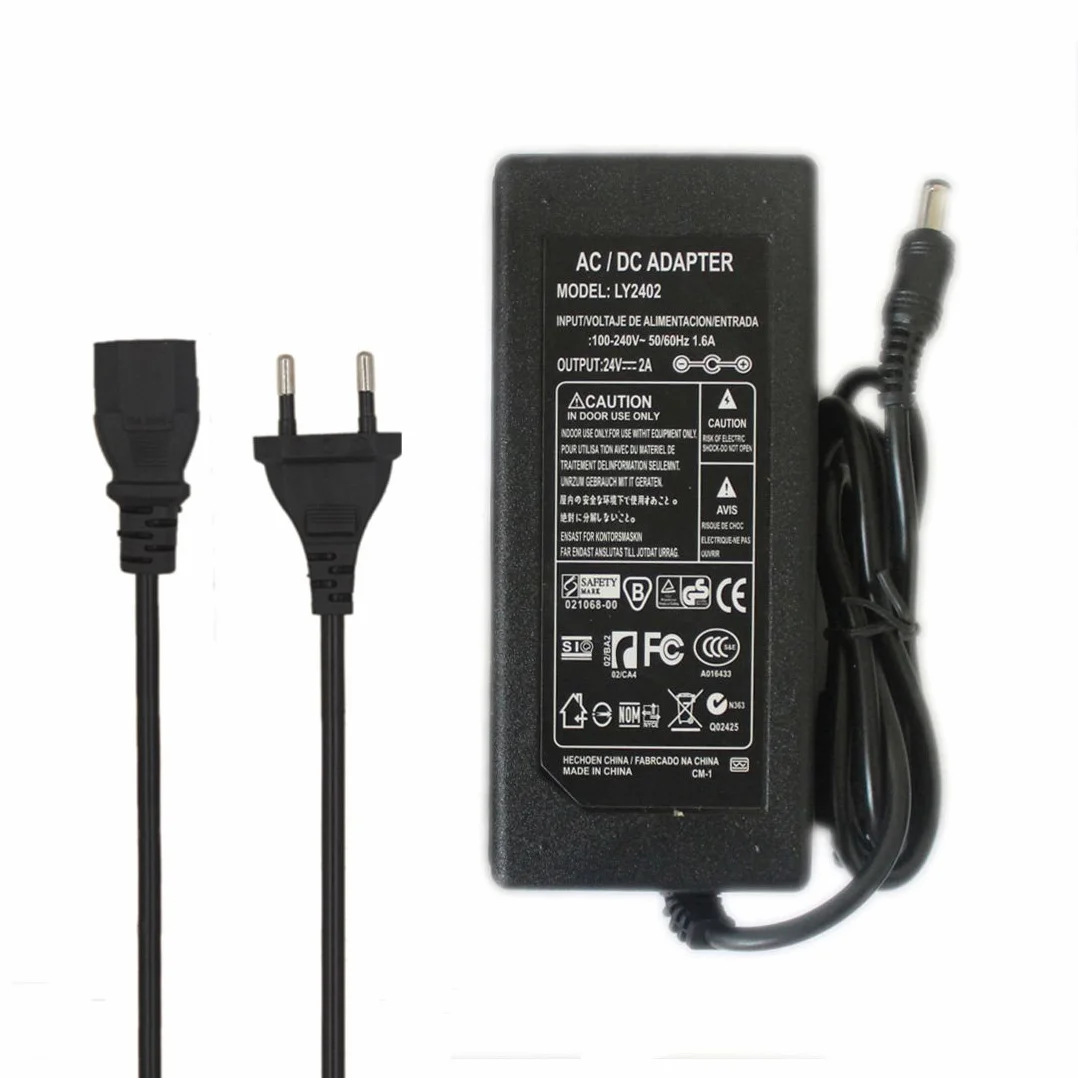 JOYLIT Alimentador 24V 2A 48W Transformador Voltaje de Entrada AC 100-240V a DC 24V, Fuente Alimentacion Adaptador para Tira de LED