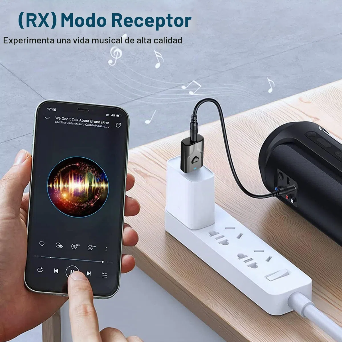 Adaptador Bluetooth USB para TV, transmisor Receptor Bluetooth 5.0, Emisor de Audio portátil con Jack 3,5 para TV, PC,Coche, Estéreo, Altavoces, micrófono Integrado, Manos Libres y música