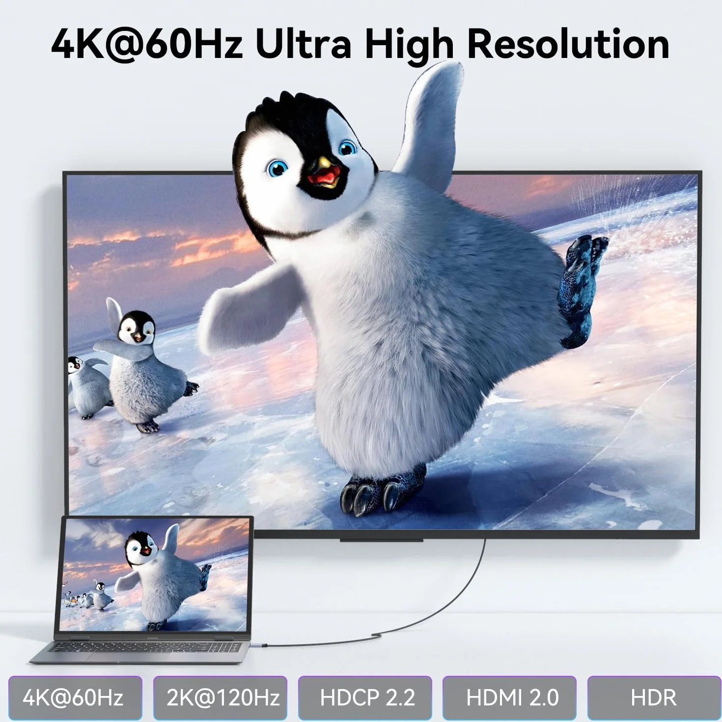 BENFEI Cable HDMI a USB C 1.8 Metro 4K@60Hz, Adaptador unidireccional HDMI (Fuente) a USB-C (Pantalla) para MacBook, Steam Deck, PS5/4, Nintendo Switch, AR/XR, monitores portátiles
