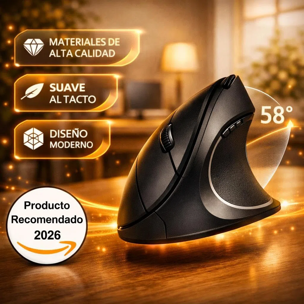 Ratón Vertical Inalámbrico y Ergonómico + Alfombrilla, 1200DPI, 6 Botones, Raton Ergonomico e Inalambrico para Reducir la Tensión en Brazos y Muñecas, 2.4G Raton Silencioso para PC y MacBook