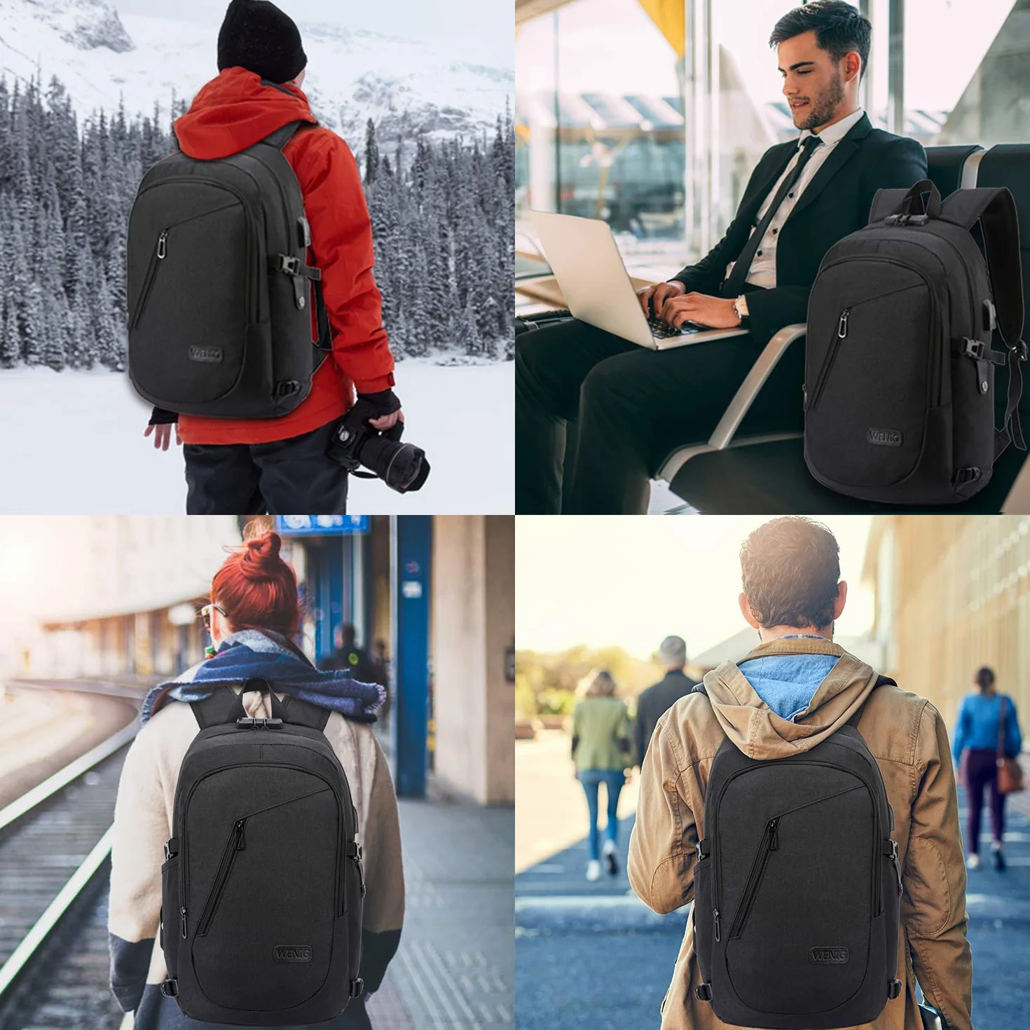 Mochila Hombre Mochila Antirrobo Impermeable,Mochila Ordenador Portatil 15.6 Pulgadas Mochila Portatil con Puerto USB,Mochila Backpack Bolsa para Negocio Trabajo Diario Viaje Escolares,Negro