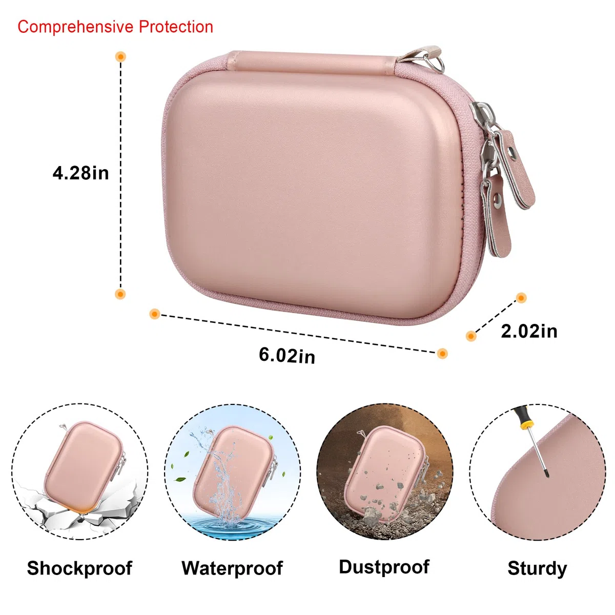 Elonbo Maleta de Mini Impresora fotográfica Ivy Mini/Ivy 2, Impresora de Cámara instantánea Bluetooth portátil Ivy cliq + cliq 2 cliq + 2, Oro Rosa