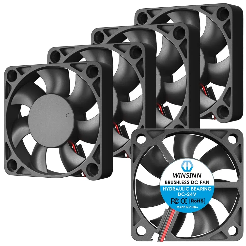 WINSINN Ventilador 50mm 24V - Rodamiento Hidráulico 6000 RPM 5010 Refrigeración para Equipos Industriales/Servidores/Routers, Cable 30cm XH2.54-2PIN, Sin Escobillas (5 Piezas)
