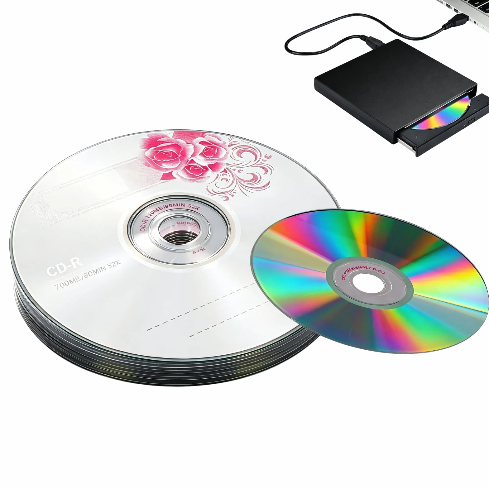CD R Discos en Blanco 52X 730 MB Disco grabable CD en Blanco para almacenar imágenes Digitales Datos de música (10 Uds.)