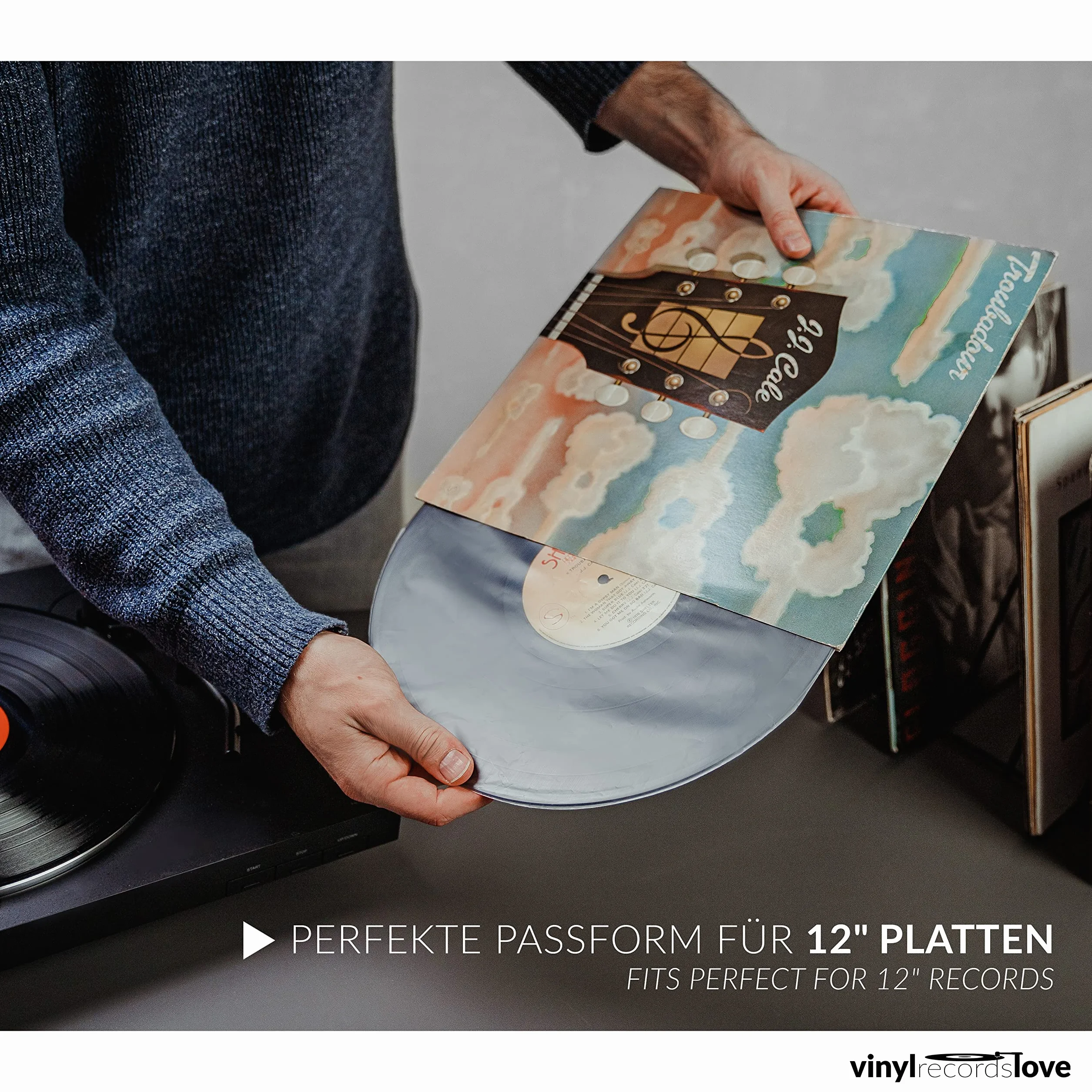 Fundas Interiores para Discos de Vinilo | 50x Fundas vinilo 12" | Fundas para vinilo discos LP | Muy transparentes y robustas | Protección óptima | | Fundas protectoras vinilos antiestáticas