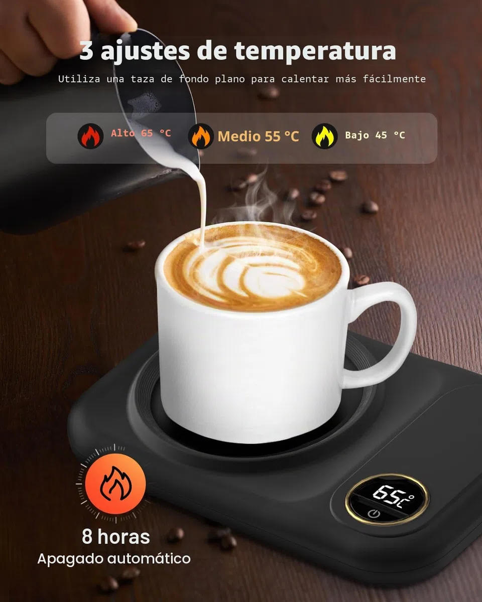 Calentador de café eléctrico con USB, 3 niveles de temperatura de 45 °C, 55 °C y 65 °C, calentador de bebidas eléctricas USB para café