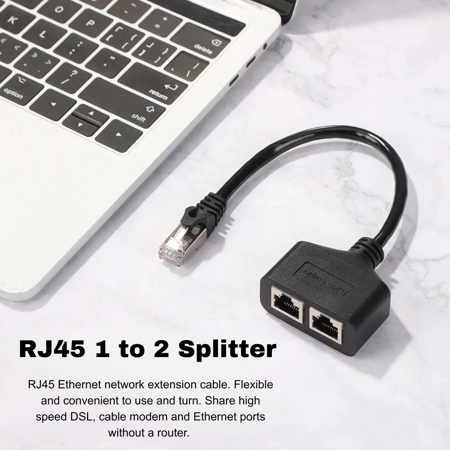Adaptador divisor RJ45 1 a 2 Ethernet Distribuidor Cables Adaptador para Oficina en Casa