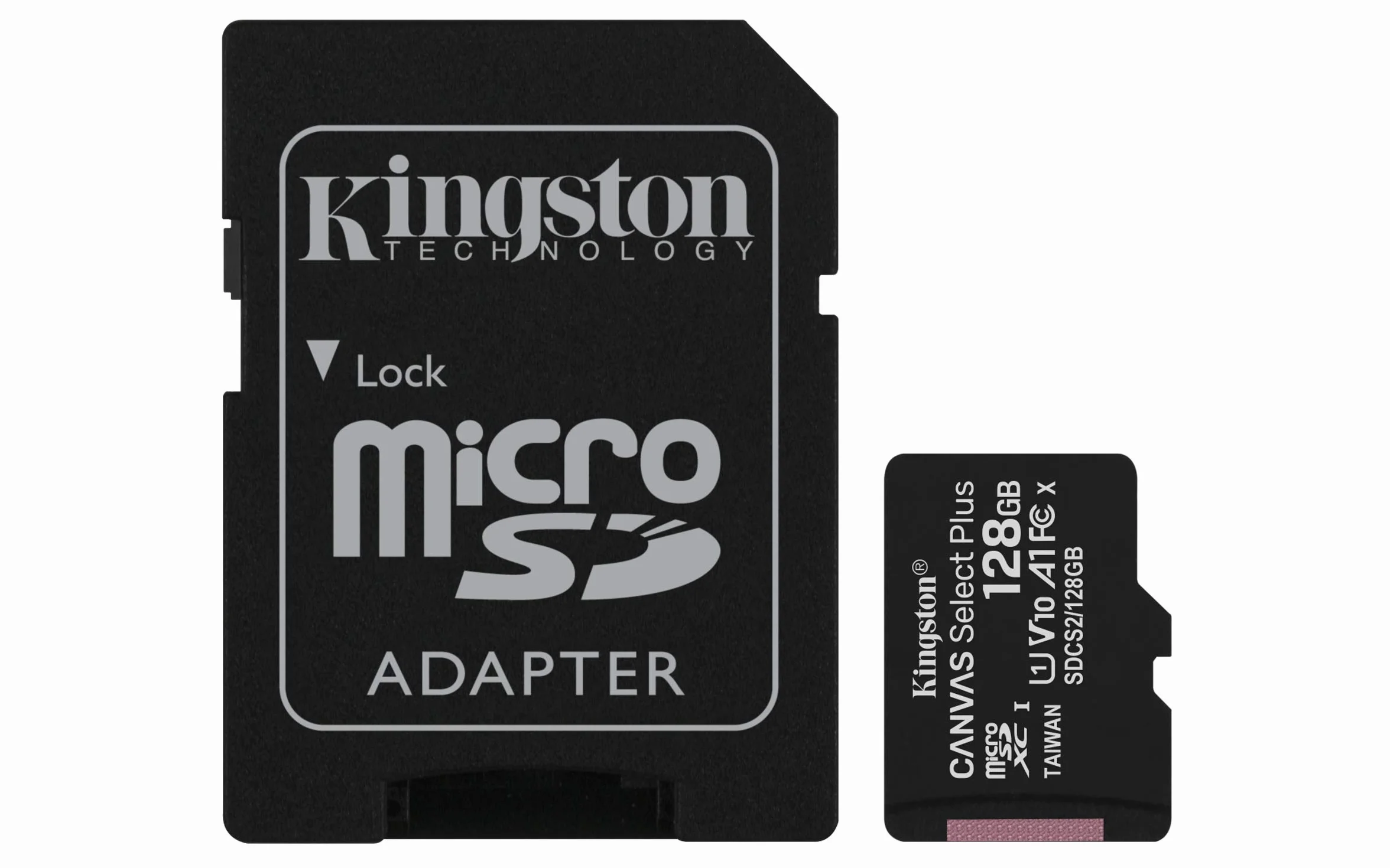 Kingston Canvas Select Plus Tarjeta microSD, SDCS2/128GB Class 10 con Adaptador SD, garantía de por vida con el fabricante.
