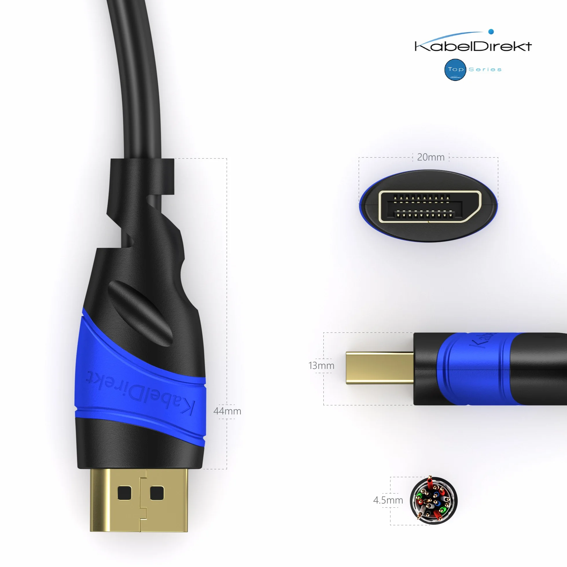 KabelDirekt – Cable DisplayPort 4K/60Hz – 10 m – inmunidad contra interferencias gracias a su múltiple blindaje (cable DP para PC y monitores de juego 4K de alta resolución, sin parpadeos a 60Hz)