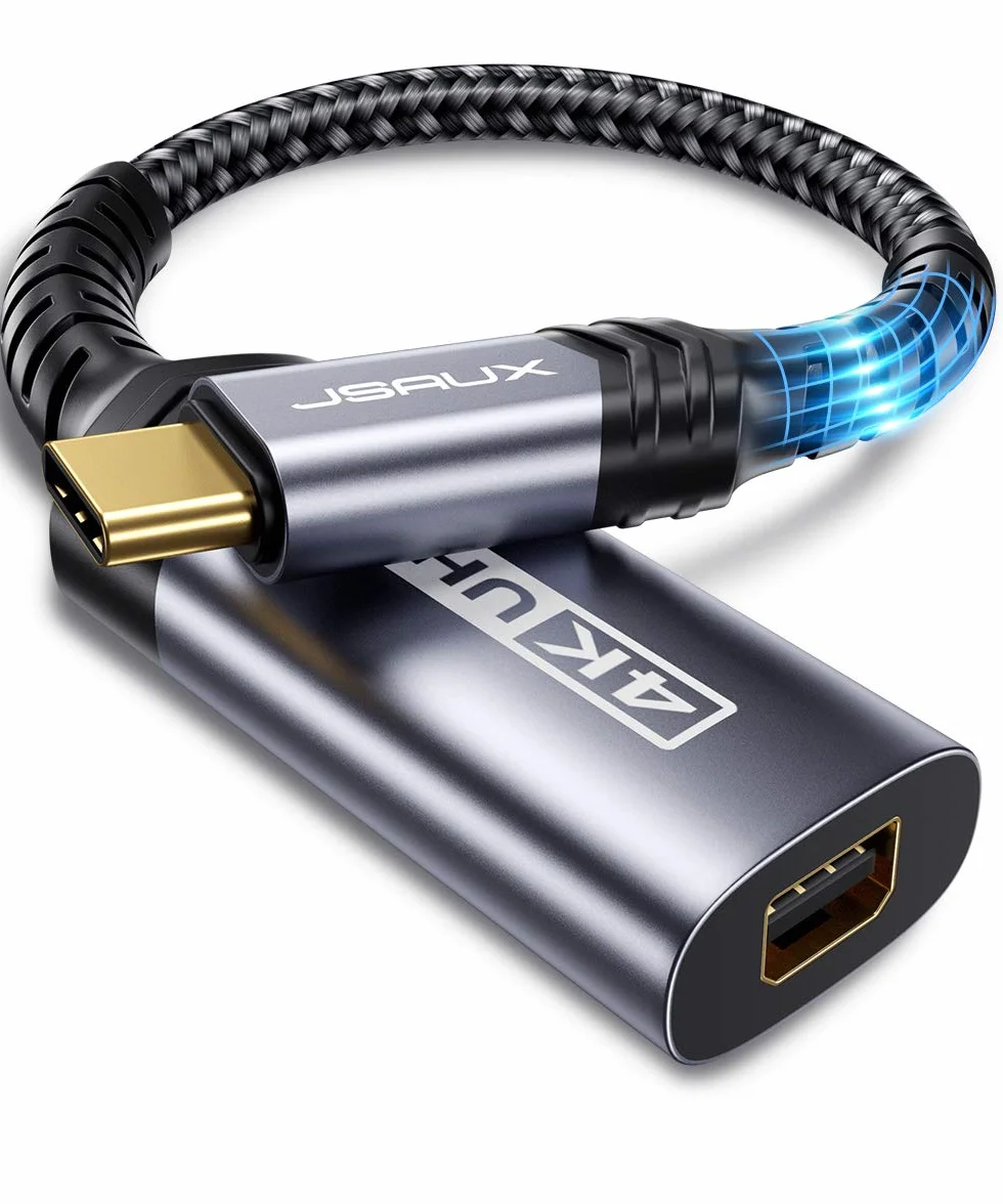 JSAUX Adaptador USB C a Mini DisplayPort [4K@60Hz] a Mini DP Adaptador, Typ C Mini Displayport para MacBook Pro 2019 2018, iPad Pro, Dell XPS, Samsung Galaxy S10 S9 S20 Plus-Gris