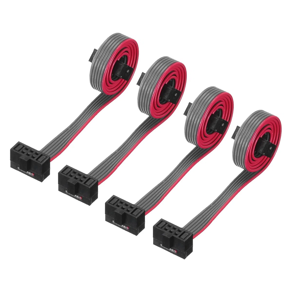 QUARKZMAN Cable de Cinta Plana IDC de 6 Pines, Paso de 1,27 mm, Conector FC a FC, Cable de Puente Gris de 20 cm de Longitud para Ordenador, Pantalla LED, DVD, 4 Unidades