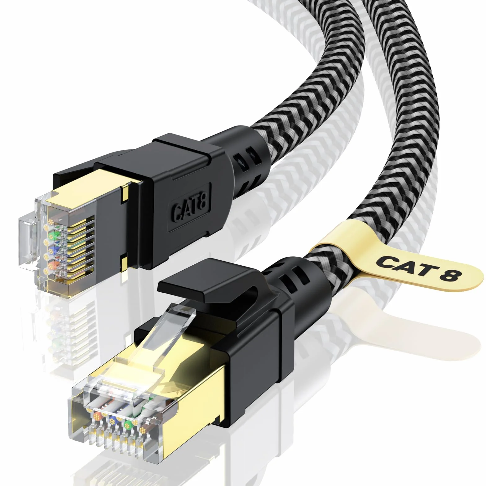 Cable Ethernet Cat 8 5 Metros, Cable de Red Cat 8, Cable Internet RJ45, Cable LAN Alta Velocidad 40Gbps 2000MHz, Ethernet Cable Trenzado Compatible Cat 7 Router Modem WIFI