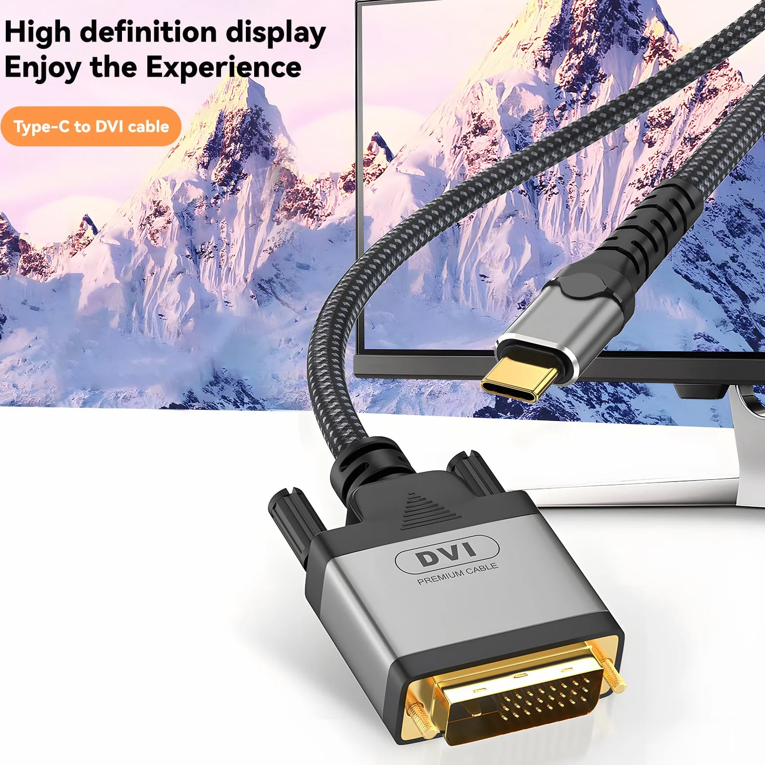 Cable USB C a DVI 4K @30Hz Thunderbolt a DVI Cable USB Type-C (Thunderbolt 3) a DVI, Cable USB-C a DVI-D Compatible con MacBook Pro, Samsung Galaxy, Surface Book, Dell, Pixelbook y más-2M