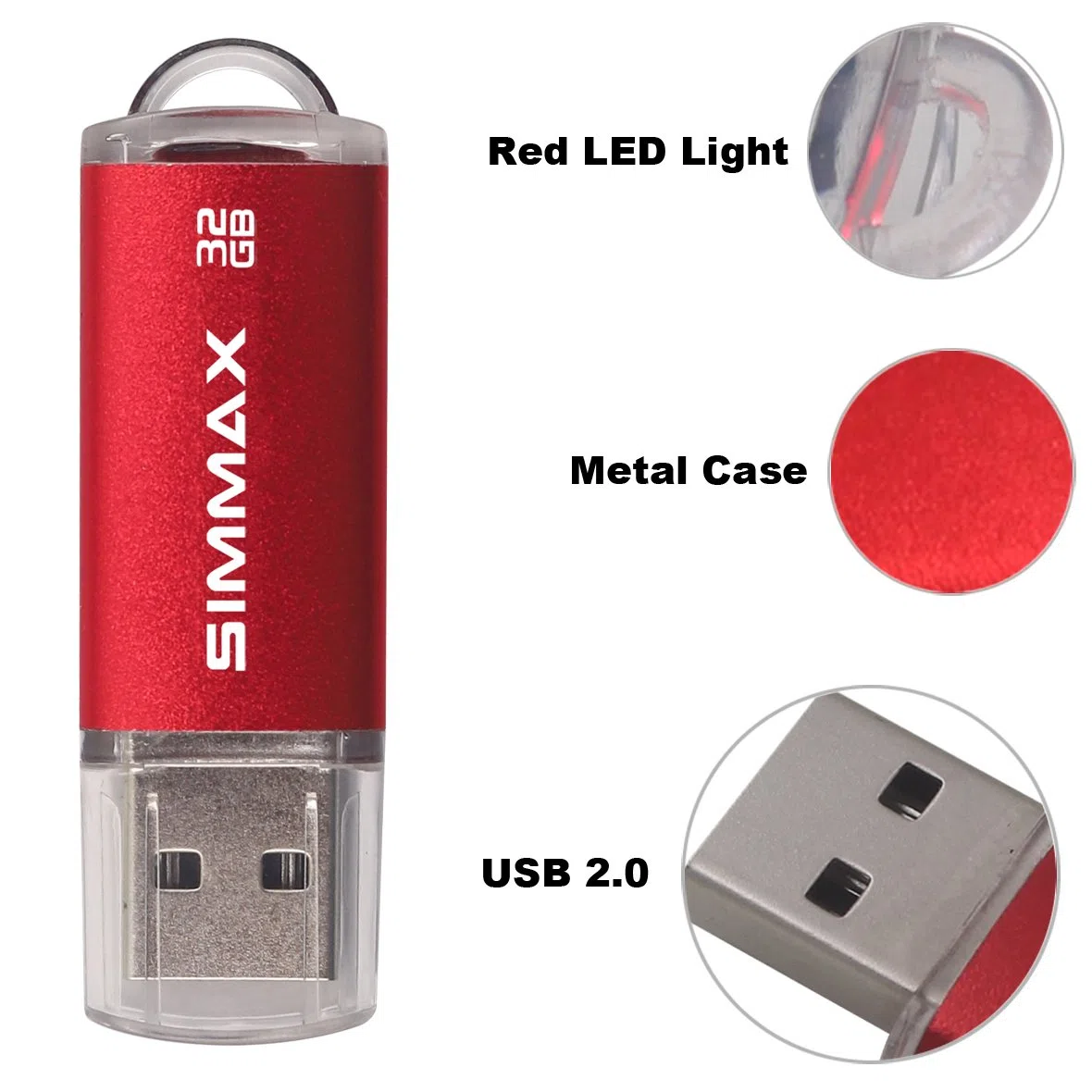 Memorias USB 2 Piezas 32GB USB 2.0 Stick Flash Drive Pendrives Almacenamiento Datos por SIMMAX (32GB Rojo Púrpura)