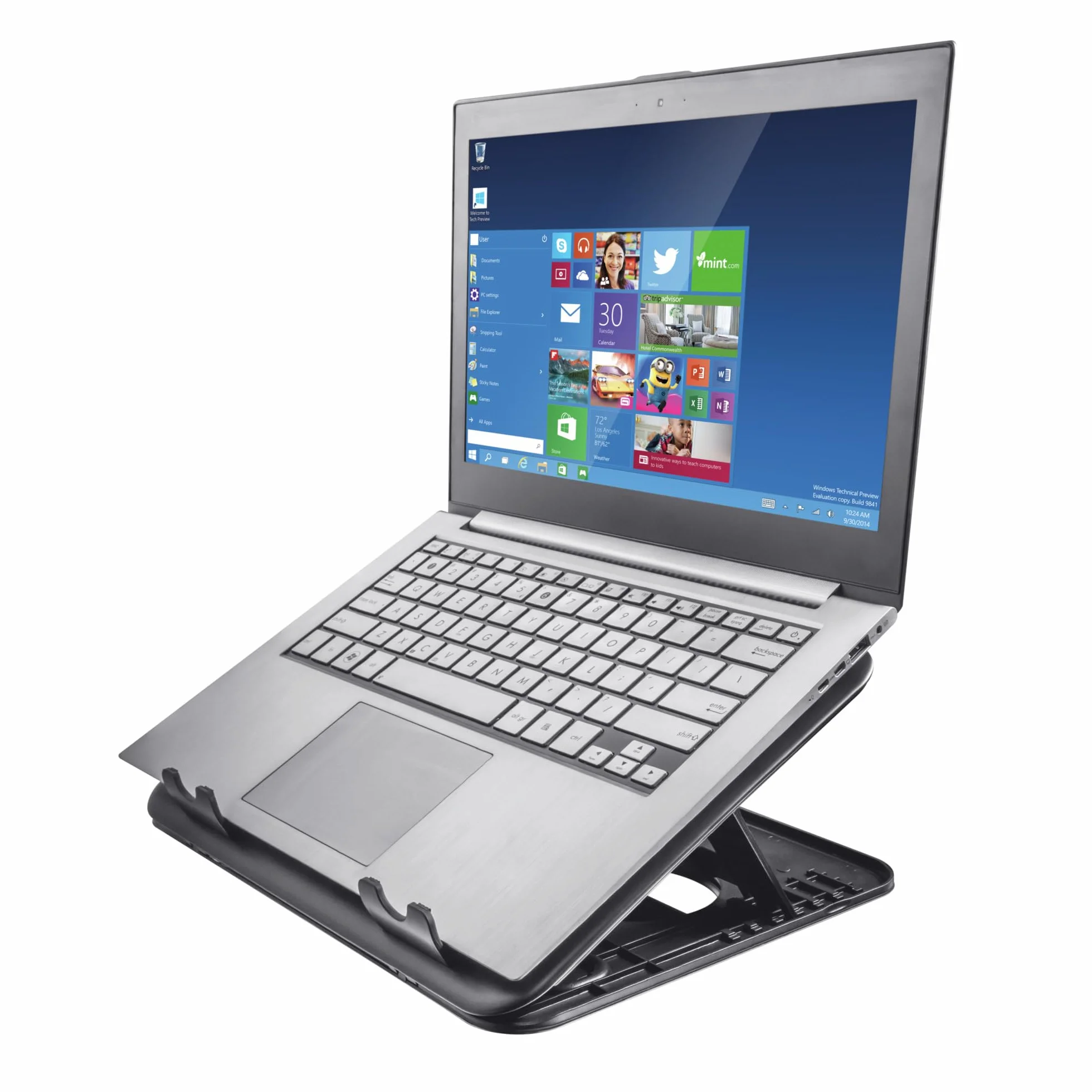 Trust Cyclone Base de Refrigeración para Portátil 16", 2 Ventiladores Laptop Stand, Soporte de Ordenador Portátil con Altura Ajustable, Base Portátil para Notebook Macbook Lenovo DELL HP
