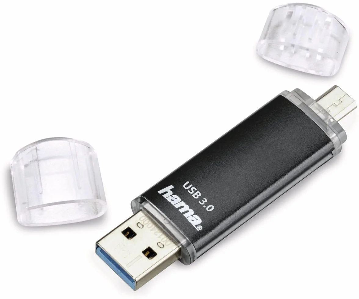 Hama | Pendrive USB-A y Micro-USB Dual de 16 GB | Memoria USB 3.2 de 40 MB/s para Móviles y PC | Almacenamiento Portátil con OTG | Ideal para Fotos y Documentos | Color Negro