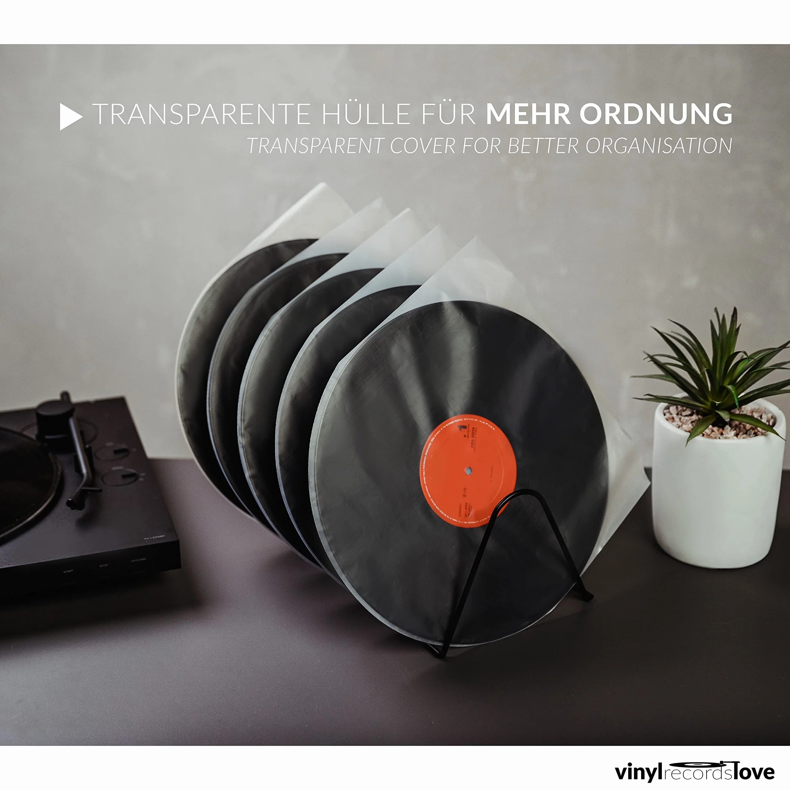 Fundas Interiores para Discos de Vinilo | 50x Fundas vinilo 12" | Fundas para vinilo discos LP | Muy transparentes y robustas | Protección óptima | | Fundas protectoras vinilos antiestáticas