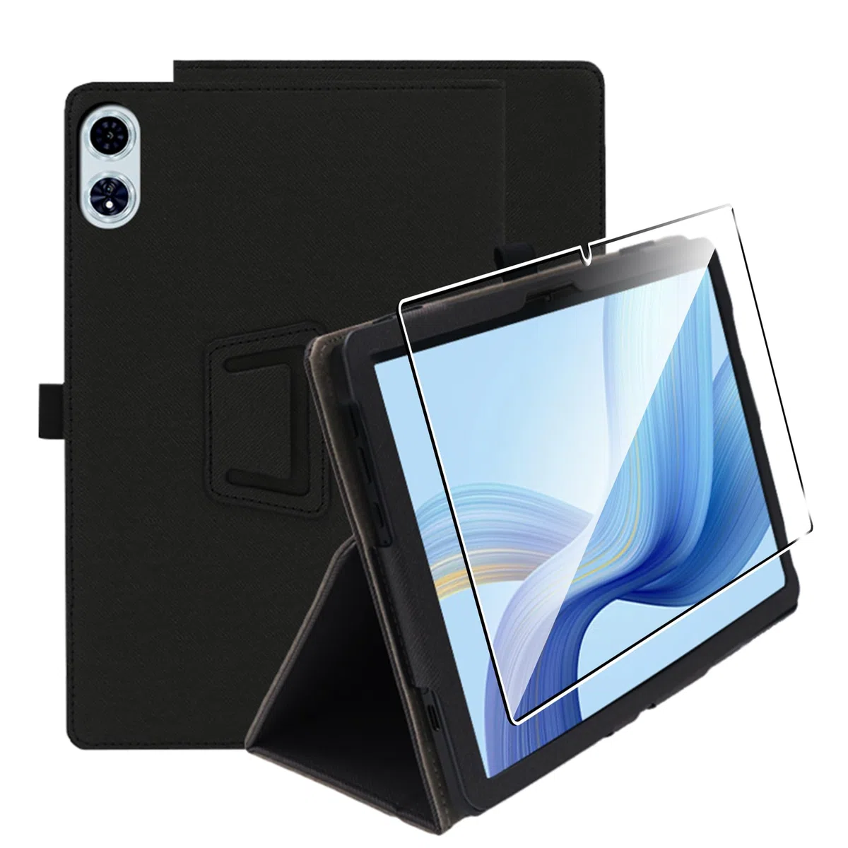 zZjoOoj Funda para Teclast T60 Plus/Odea A12 12 Pulgada,Negro PU Cuero Billetera Flip Protectora Carcasa con 1 Piezas Cristal Templado Protector de Pantalla para Teclast T60 Plus