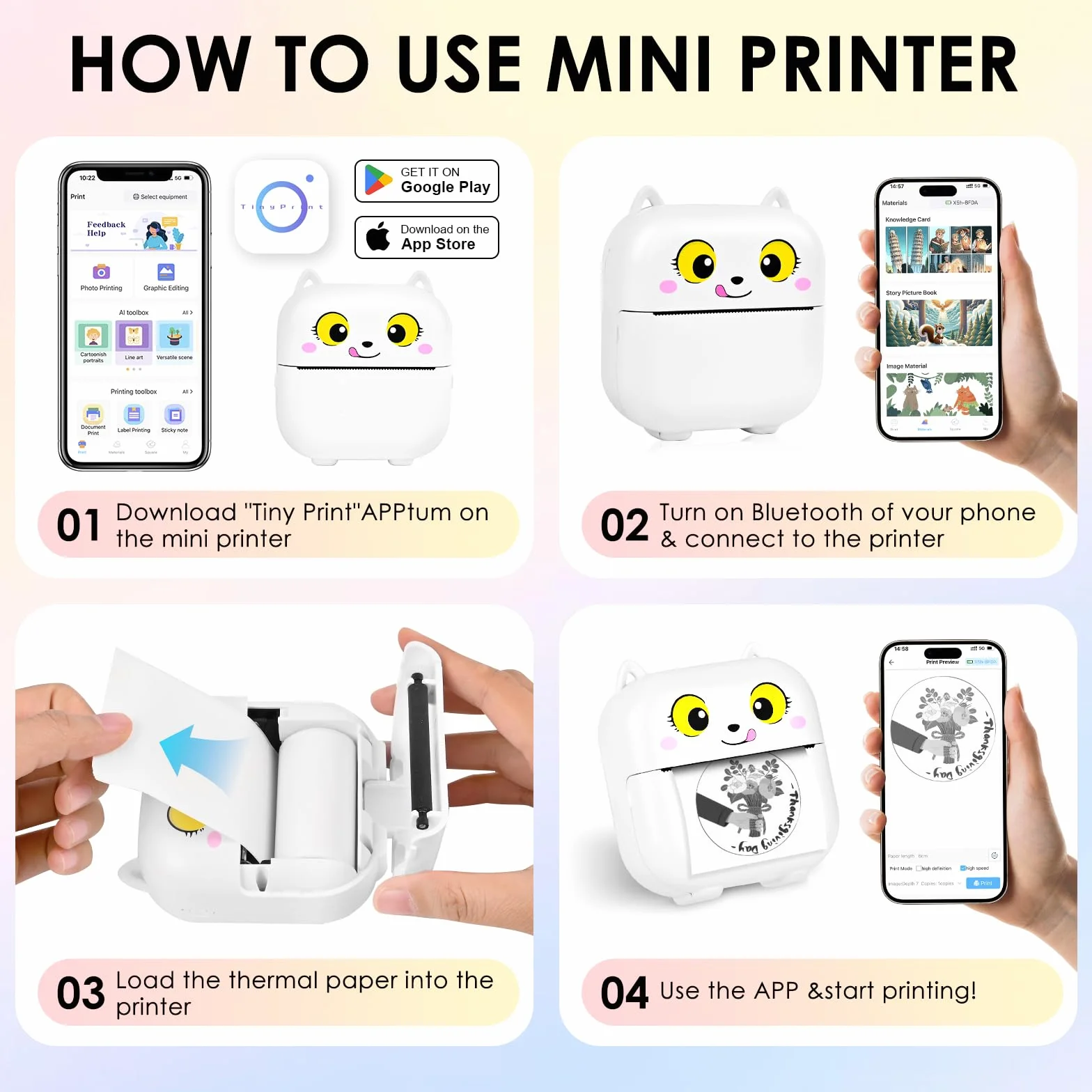Mini Impresora para Movil, Mini Impresora Termica Fotográficas, Impresora Portátil Bluetooth, Impresora Ninos Pegatinas, Impresora Fotos, Impresora Termica Portatil Ninos