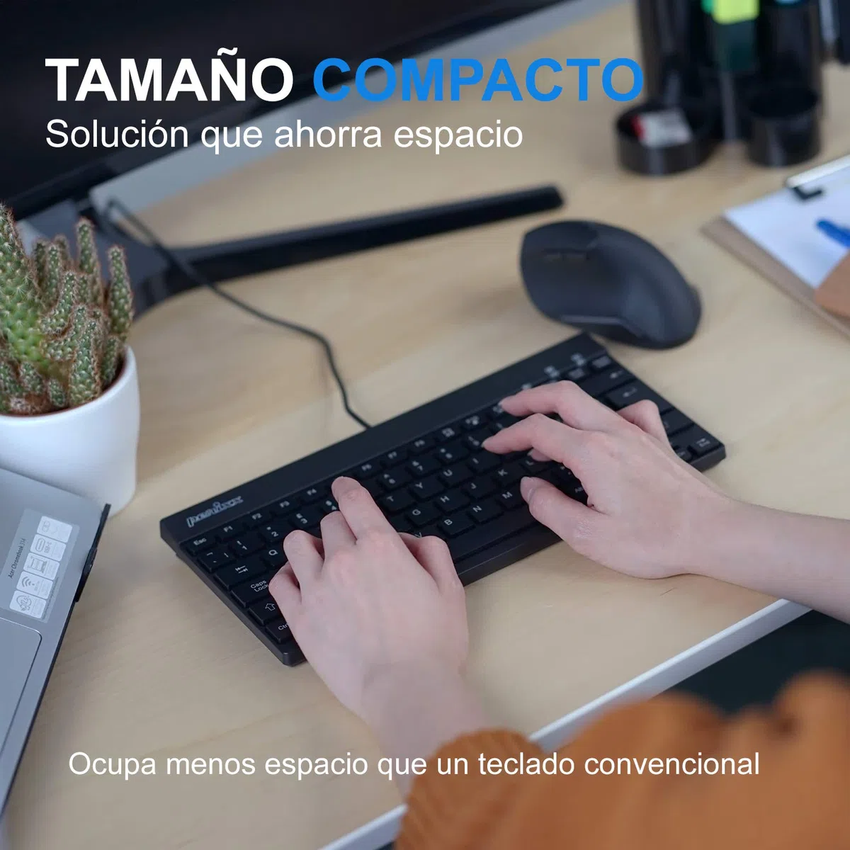 Perixx PERIBOARD-426 Mini Teclado de Perfil bajo con Cable USB, Negro, Layout Español