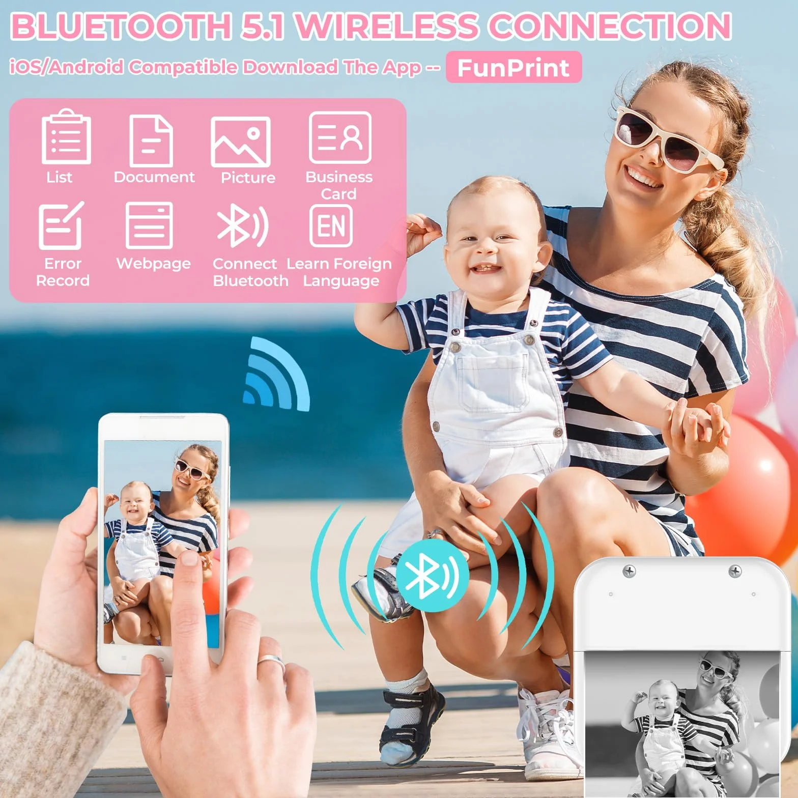 Mini Impresora Bluetooth Térmica Portátil para Fotos