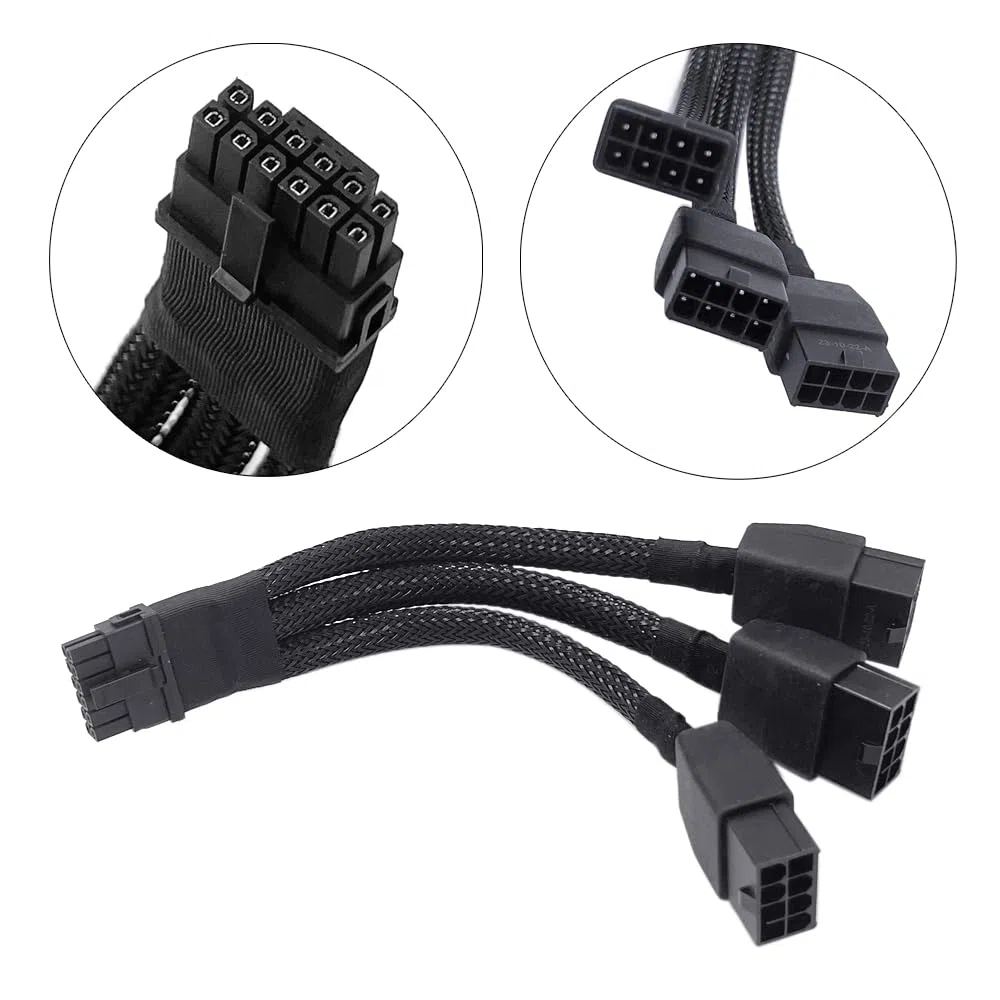 Gintai - Cable GPU de 16 Pines a 3 x 8 Pines (16 AWG PCIE 5.0, 12 VHPWR, 600 W, 16 Pines 12+4 Pines, para Tarjeta gráfica RTX 4090, 4080, 3090TI 4070Ti (3 x 8 Pin)