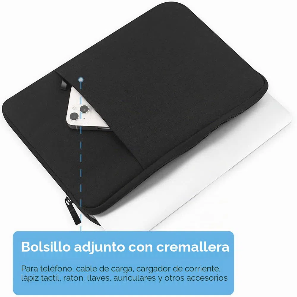 ProElife Funda para Portátil de 15 Pulgadas para MacBook Air 15 Pulgadas (2026-2023) con Chip M5/M4/M3/M2 - A3448/A3241/A3114/A2941 - Maletín Portátil Impermeable con Bolsillo de Accesorios (Negro)