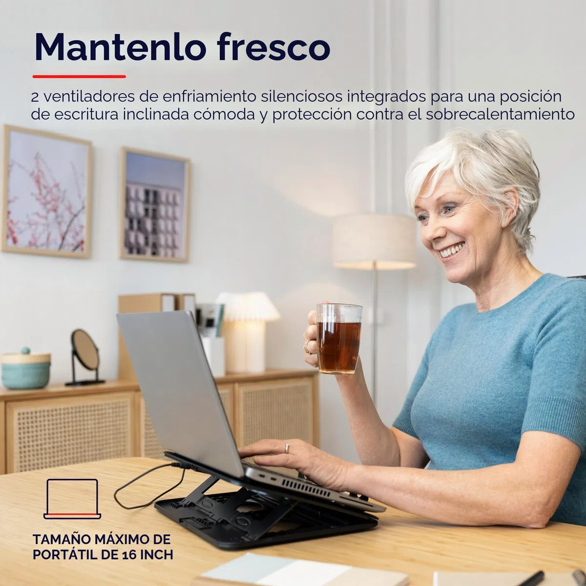 Trust Cyclone Base de Refrigeración para Portátil 16", 2 Ventiladores Laptop Stand, Soporte de Ordenador Portátil con Altura Ajustable, Base Portátil para Notebook Macbook Lenovo DELL HP