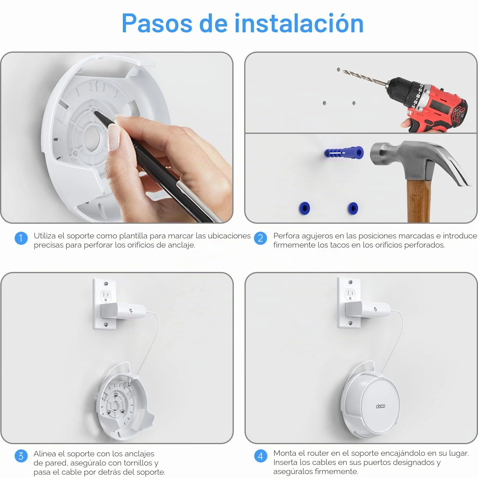 XLTTYWL Deco - Kit de montaje en pared WiFi 7, Deco BE23/BE25/BE3600/BE5000, soporte de montaje en enrutador optimiza el espacio y la gestión de cables para TP Decos 7 sistema Wi-Fi de malla WiFi 7 de