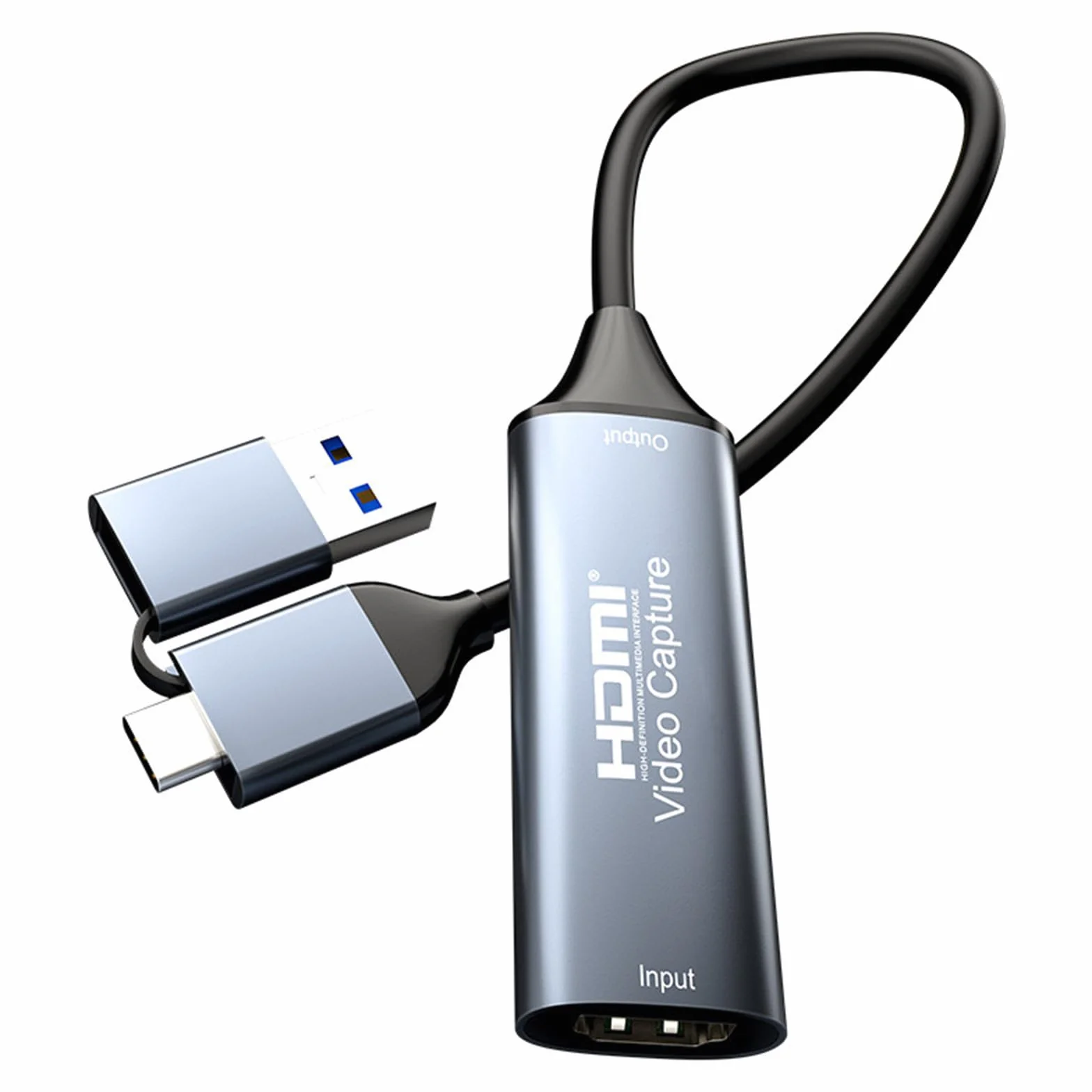 Tarjeta de grabación de vídeo 2 en 1, USB 3.0 HDMI a USB tipo C, 4K 1080P, gris, Windows, Mac, Linux, PS5/4, XBOX, DSLR, videocámara, smartphone