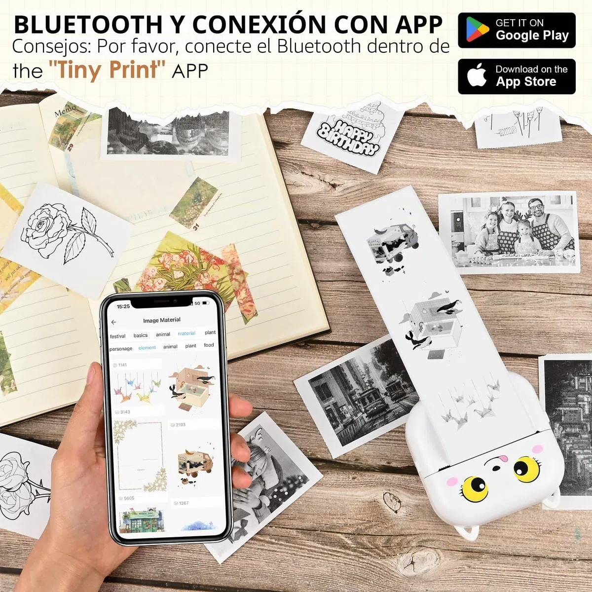 Mini Impresora para Movil, Mini Impresora Termica Fotográficas, Impresora Portátil Bluetooth, Impresora Ninos Pegatinas, Impresora Fotos, Impresora Termica Portatil Ninos