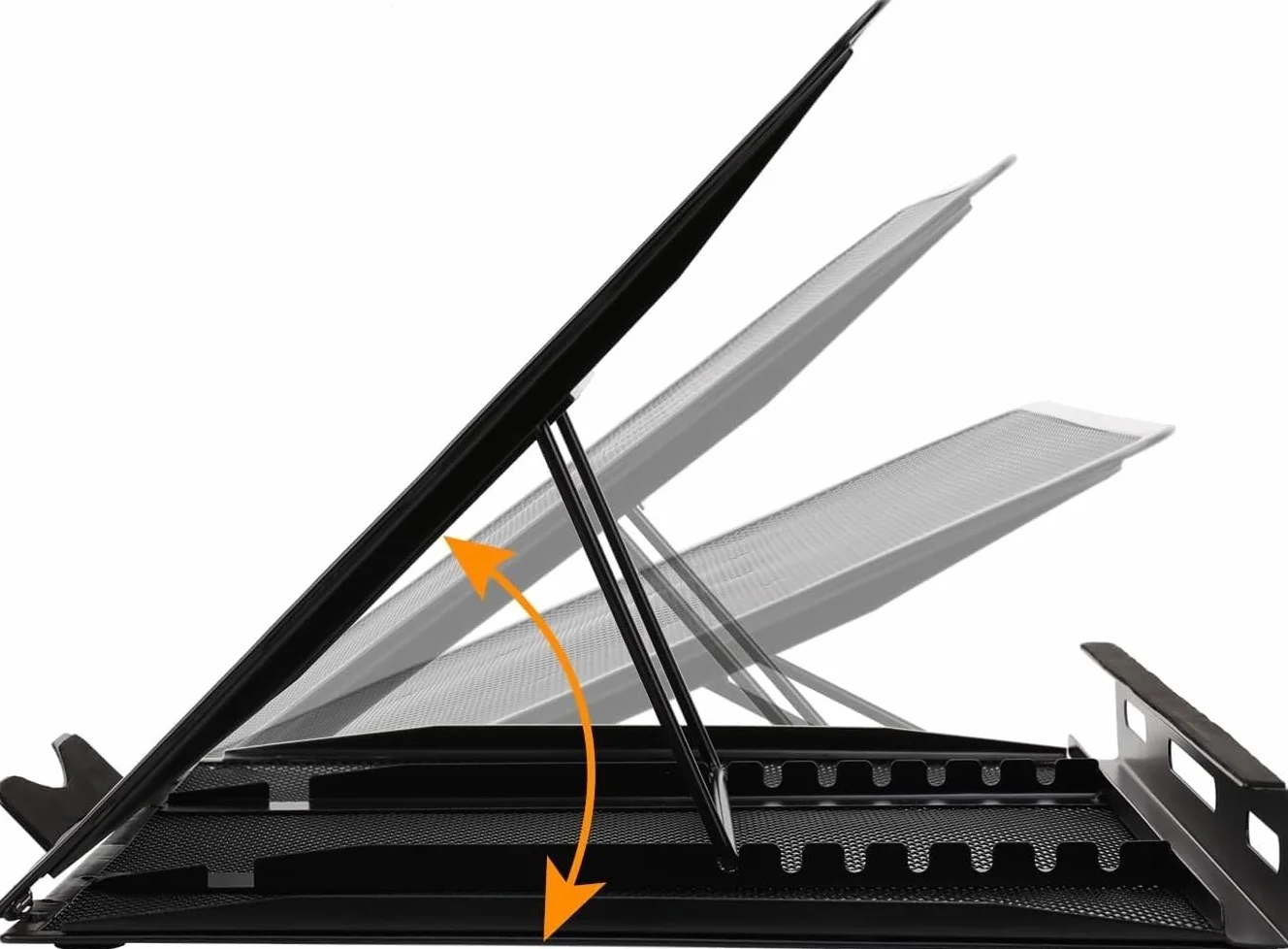 Amazon Basics Soporte Ergonómico Ventilado para Laptop, Ajustable en 7 Niveles, Malla de Acero para Enfriamiento, para Visualización y Tipeo Básico, Compatible con Laptops de 10 a 17,3 Pulgadas, Negro