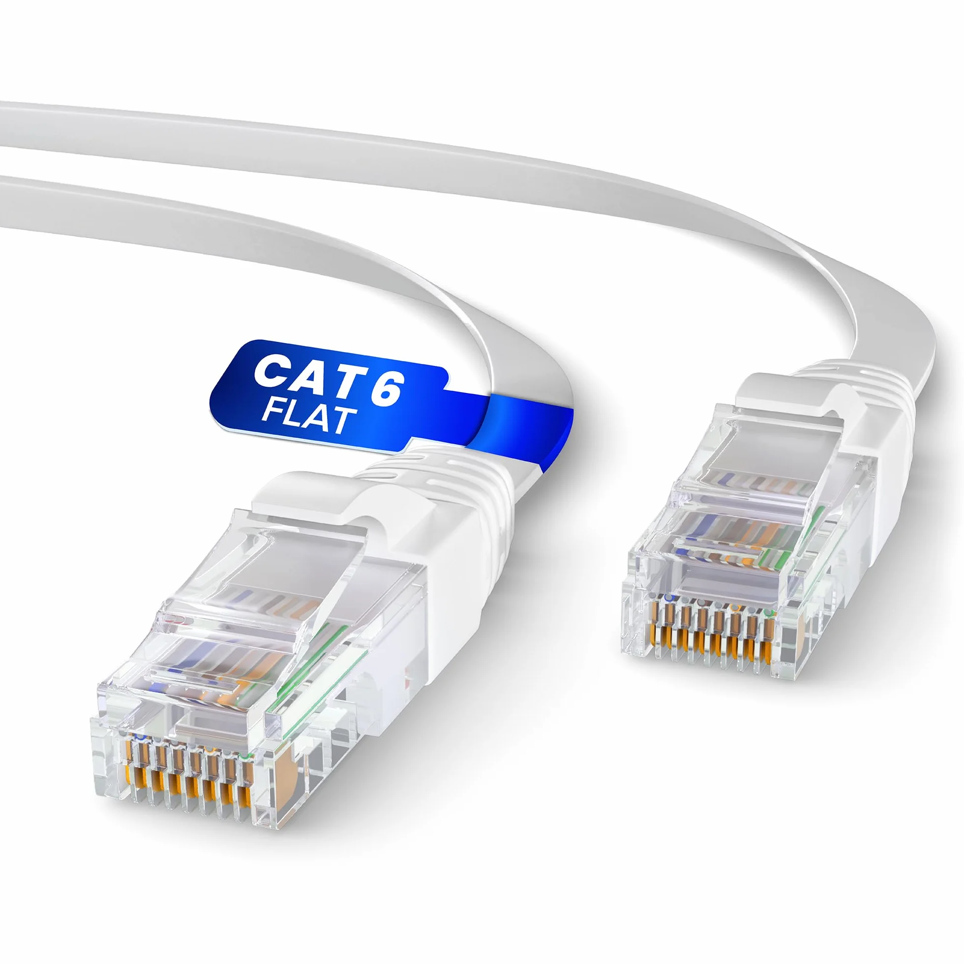 Mr. Tronic Cable Ethernet Cat 6 De 10m, Cable de Red Plano LAN Con Conectores RJ45 Para Internet Rápida & Fiable - Cat6 con Conexión AWG24 | Internet UTP CCA (10 Metros, Blanco)