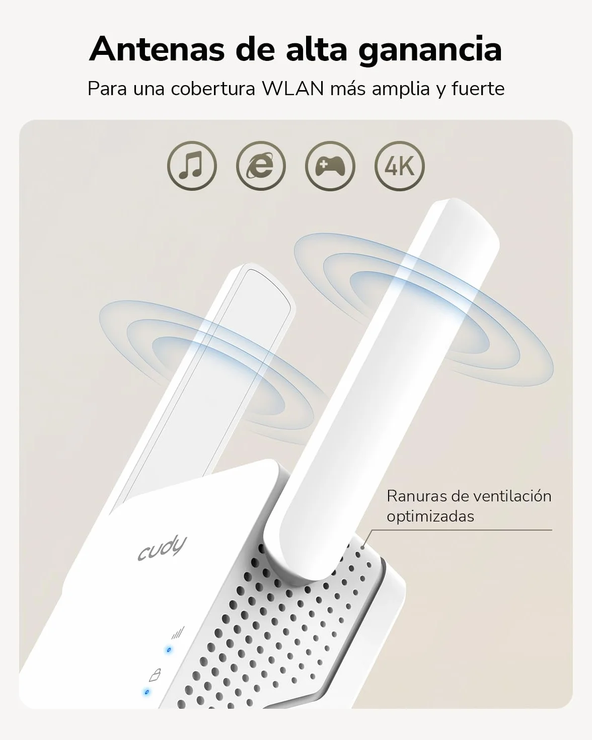 Cudy AC1200 Mesh- Repetidor de WiFi Mesh1200Mbps 5GHz/2.4GHz, Amplificador WiFi Extensor con Enchufe, Indicador de Señal, Antenas Internas, Blanco RE1200