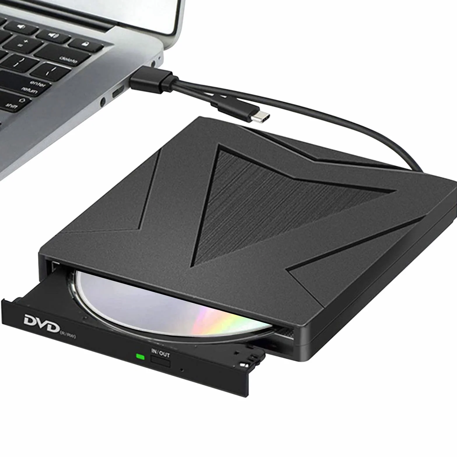 RUIZHI Unidades DVD/CD Externa, USB 3.0 y Type C portátil CD DVD +/- RW Grabadora de Reproductor Externo para PC Laptop Desktop MacBook, Compatible con Windows/7/8/10/XP/Linux/MacOS