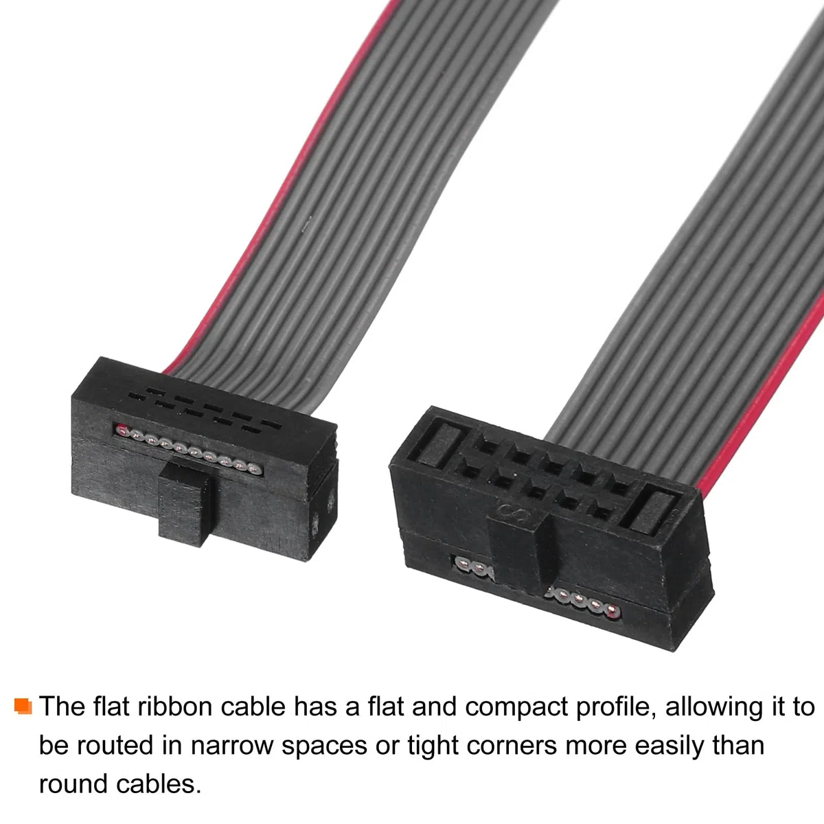 QUARKZMAN Cable de Cinta Plana IDC de 10 Pines, Paso de 1,27 mm, Conector FC a FC, Cable de Puente Gris de 20 cm de Longitud para Computadora, Pantalla LED, DVD, 4 Unidades