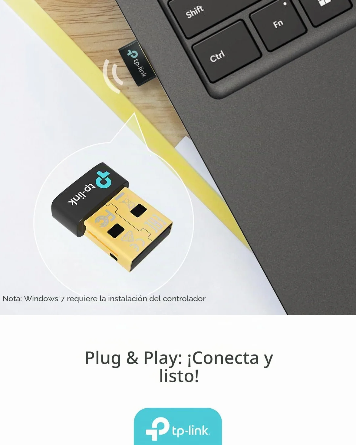 TP-Link UB600 - Adaptador Bluetooth 6.0 para PC, USB Bluetooth Stick para ratón/Teclado/Auriculares/teléfono Celular/Controlador, Plug & Play, Solo para Windows 11/10/8.1/7