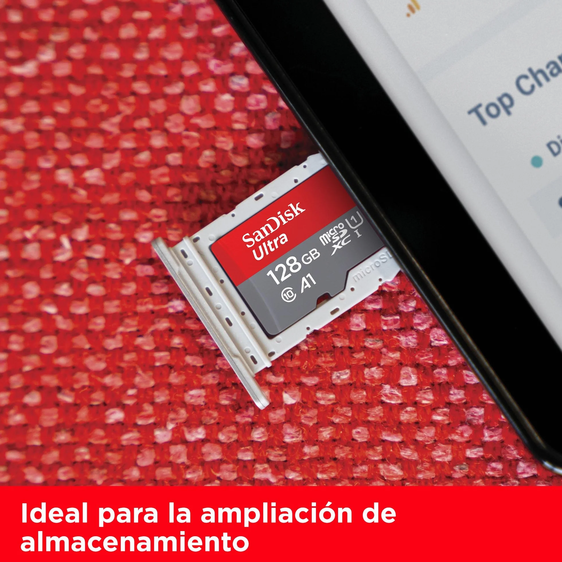 SanDisk 128GB Ultra, Tarjeta de memoria microSDXC, hasta 140 MB/s + adaptador SD, con Clase A1 de rendimiento de las aplicaciones, UHS-I Class 10 U1