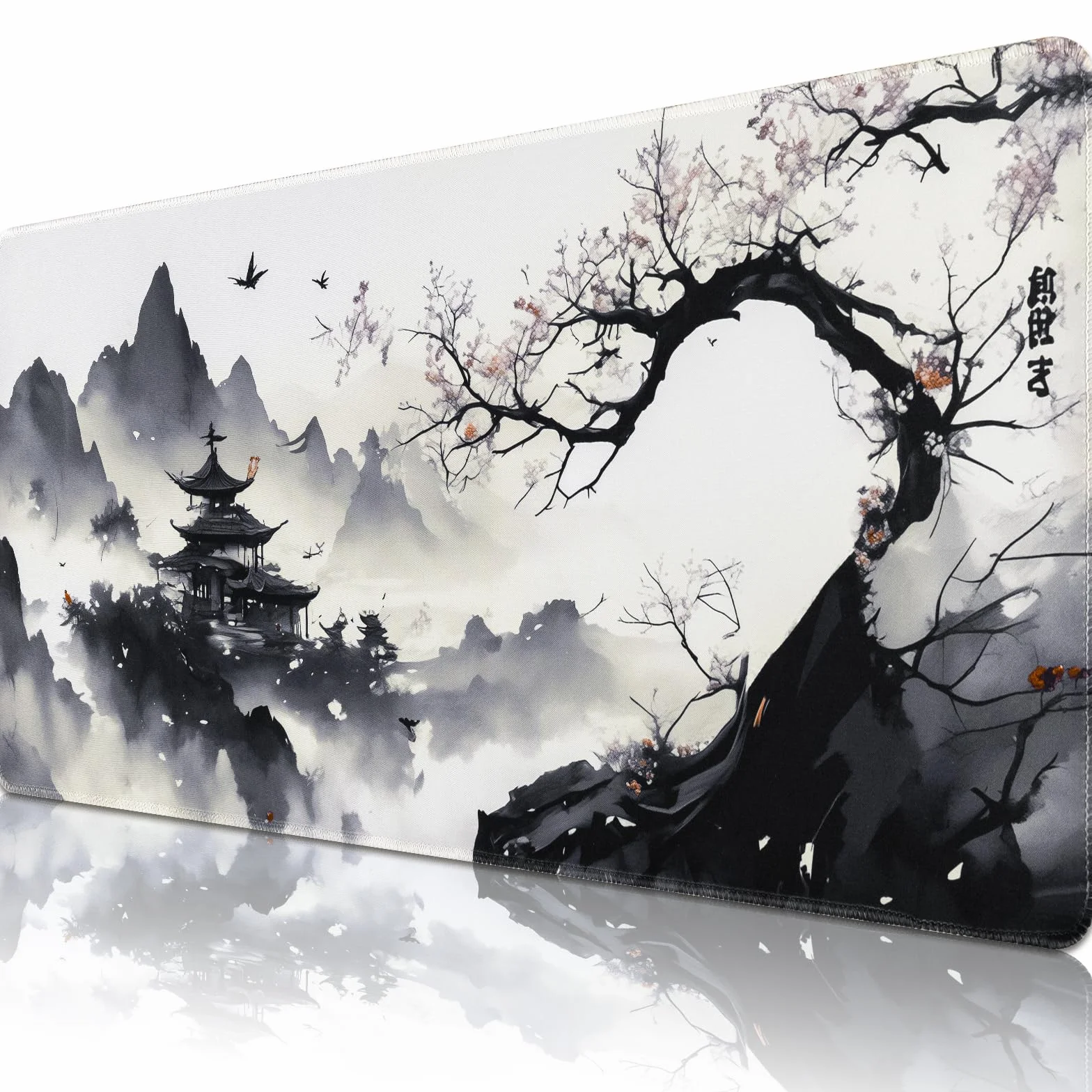 Alfombrilla Ratón XXL Japonesa Grande Gaming 900 x 400 mm, Alfombrilla Escritorio Antideslizante con Base de Goma, Mousepad Bordes Cosidos Impermeable para Oficina Ordenador Juegos&Tapete