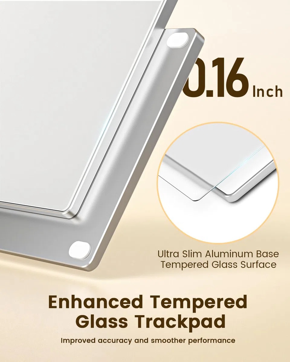 seenda Touchpad para Mac y Windows, Touchpad de Alta Precisión con Superficie de Vidrio y Base de Metal, Touchpad con Modo Doble con Cable para MacBook/PC/Portátil (Blanco)