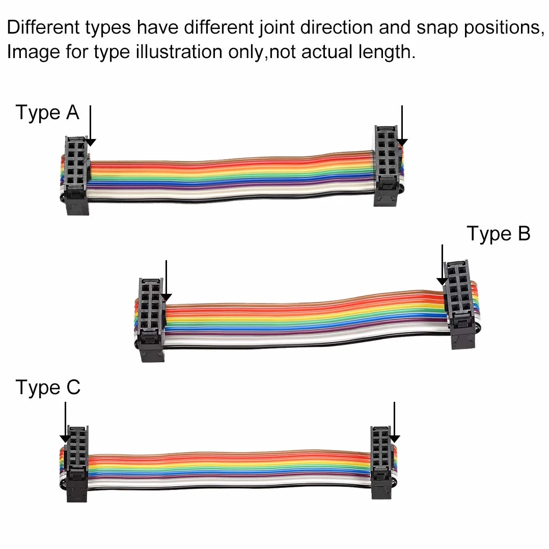sourcing map Cable Plano Idc 30 Pines Flexible Multicolor Cinta Arco Iris Cable Puente 128cm 2.54mm Pitch,1pcs