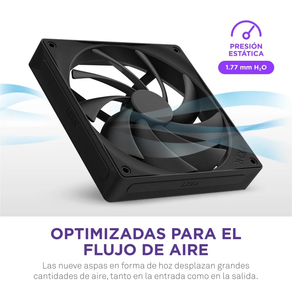 NZXT F140Q | Ventilador Silencioso de 140 mm para Caja de PC | Entrada o Salida de Aire | Marco Biselado | Rodamientos Dinámicos Fluidos | Control PWM | Negro