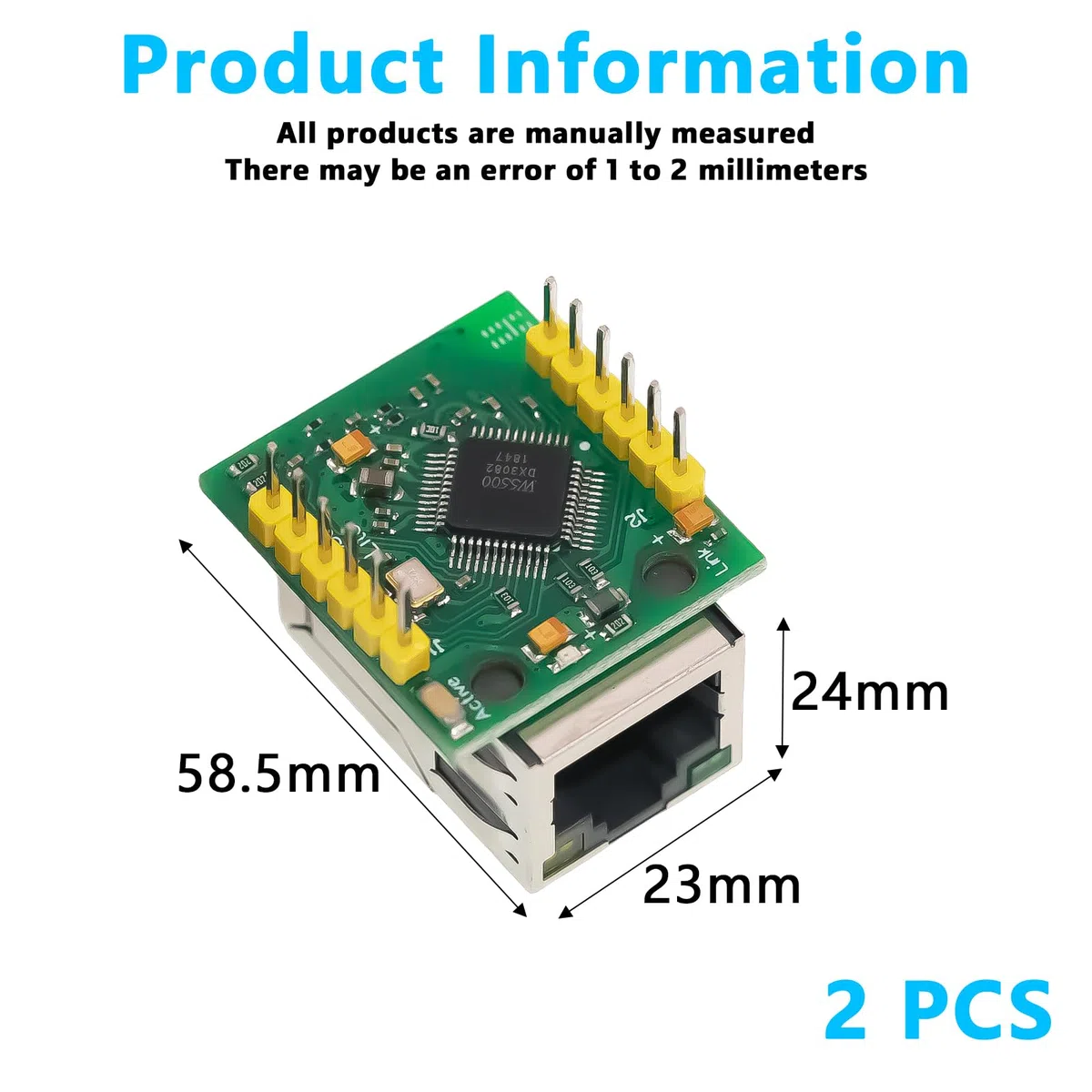 Leikurvo 2 Piezas USR-ES1 W5500 módulo de Red Ethernet SPI a LAN TCP IP STM32 Interfaz, convertidor Ethernet TCP/IP Mod Compatible WIZ820Io Interfaz 3.3V 5V