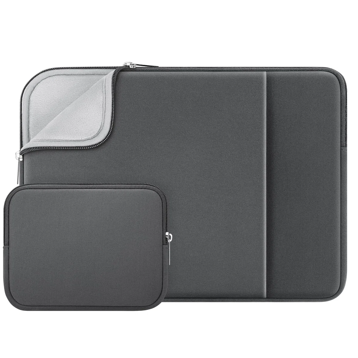 RAINYEAR Funda para Portátil con Bolsa de Accesorios de Bolsillo Compatible con Notebook Chromebook de 13,3 Pulgadas, Macbook Air Pro de 13 Pulgadas A1369 A1466 A1278(Gris,Versión Mejorada)