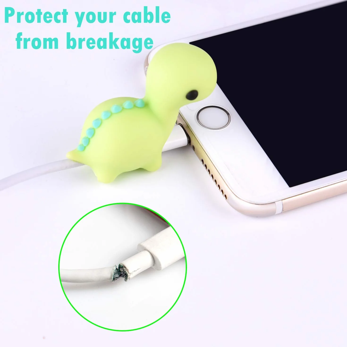 TUPARKA 18 Pcs Protector de Cable de Cargador,Cable USB Lightning, Fish Dinosaur Animals Protector de Cable para iPhone iPad,Todos los Móviles