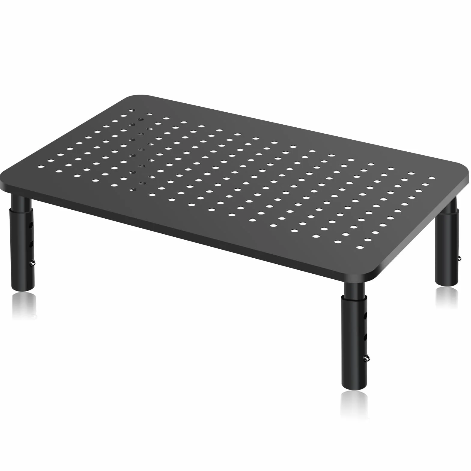 Bracwiser Elevador de Monitor de Escritorio, Soporte Monitor Ajustable en 3 Alturas (10/12/14cm) con Plataforma de Rejilla Ventilada para Laptop, PC y Impresora, Carga Máx. 20kg, Negro