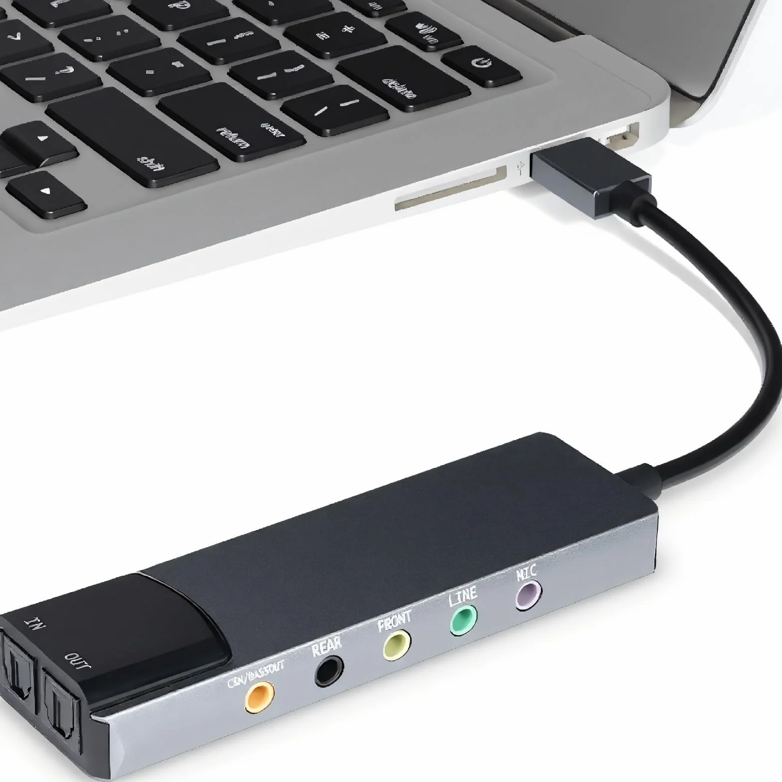 Tonysa Tarjeta de Sonido Envolvente USB 7.1 con Sonido Digital SPDIF, Tarjeta de Sonido Externa de Música de Alta Resolución Plug and Play, para Computadora Portátil Plateada